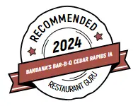 2024 Award: Bandana's Bar-B-Q, Cedar Rapids, IA is recommended by Restaurant Guru.